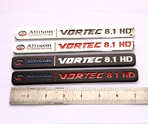 Image of Yoaoo 2Pack OEM Allison Transmission 8.1Hd Emblem 8.1L Vortec Badge Compatible with 2500Hd 3500Hd Silverado Sierra Black Red