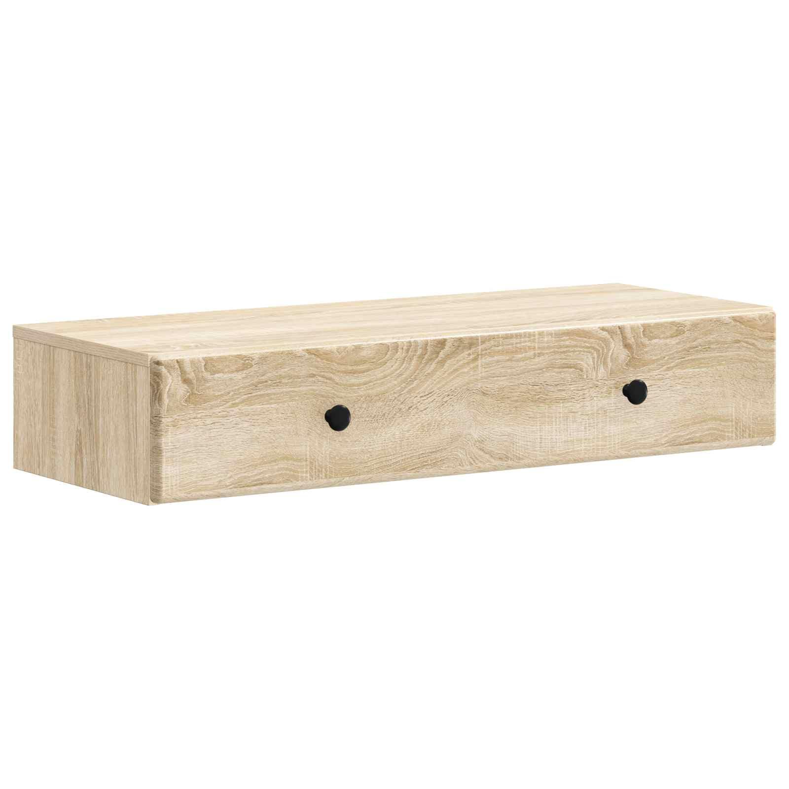 Tavolino a Parete Rovere Sonoma 87,5 x 34,5 x 17 cm con Cassetto