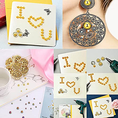 9437Pcs Abs Half Round Pearls Flatback Pearl Beads With Self Adhesive Resin Rhinestone Picker Pencil For Diy Phone Nail Face Art, Mixed Sizes 2/3/4/5/6/8/10 Mm #TOP6