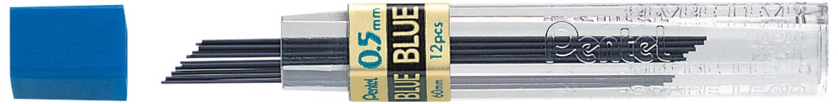 Pentel Coloured Leads, 0.5mm, Grade HB, Blue colour, 1 Pack of 12 Leads (12 Leads per Tube)