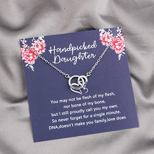 LQRI Handpicked Daughter Gifts from Mom Bonus Daughter Gift Two Connected Circles Necklace for Stepdaughter Adopted Child Gifts3