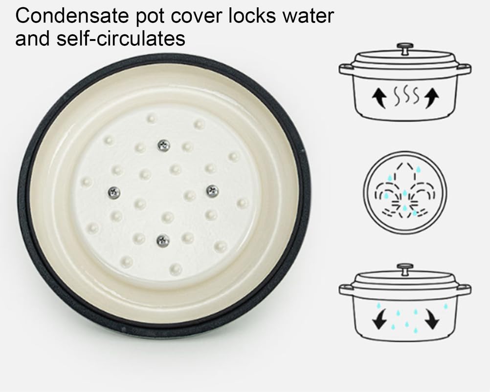 Olla de Hierro Fundido esmaltado - Horno holandés Multifuncional de 3 l para sopas, guisos, estofados y Cocina a Fuego Lento, Antiadherente, Compatible (22 cm, para 1-3 Personas),A