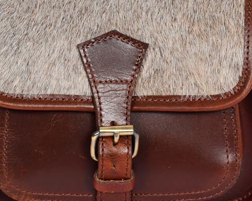 Image of Celtic Women's Leather Hair-On Flap Crossbody Sling Bag - Adjustable Strap