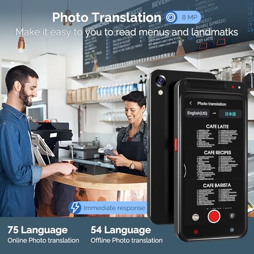 Language Translator Device No WiFi Needed, Two-Way Real Time Translator Device Upgraded ChatGPT, 138+ Languages Instant Translator, Offline&Text&Photo&Voice Translation for Travel Business Learning - Thumbnail 4