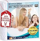 Utopia Bedding Twin Mattress Protector Zippered, 100% Waterproof Bed Bug and Dust Mite Proof Mattress Encasement, Absorbent 6 Sided Mattress Cover