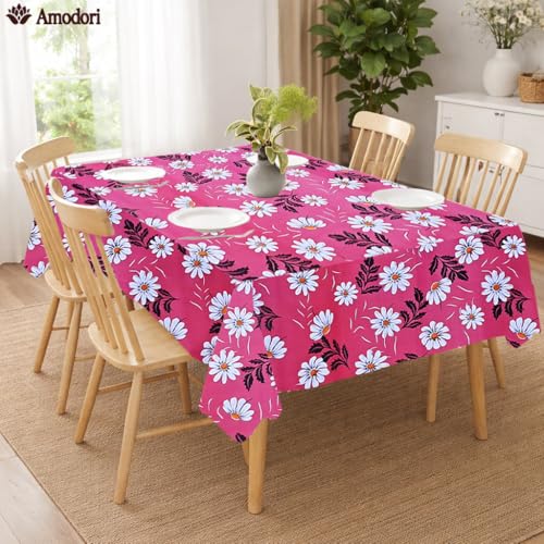Image of Waterproof Dining Table Cover | PVC Table Protector | Dustproof Spill Proof Cover for Home & Kitchen (floral-21, 40x60 Inches (4 Seater))