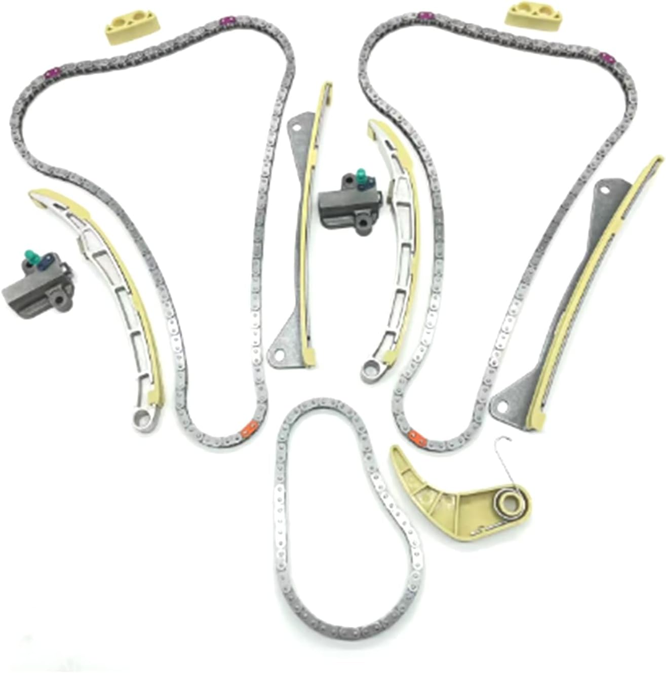 Engine Timing Chain Kit, Suitable for Hyundai Azera Santa Fe Genesis Palisade, Genesis G70/G80/G90, Kia Sedona Sorento 3.3L/3.8L, Automotive Timing Chain Set Replace 24321-3L100 24410-3CGA3