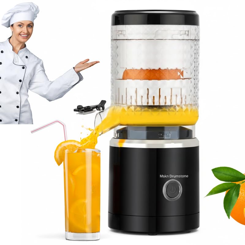 drumstone toprated 𝟏𝟓𝐘𝐫 𝐖𝐚𝐫𝐫𝐚𝐧𝐭𝐲 electric citrus juicer 60w usb rechargeable, orange lemon lime squeezer with press cone, compact electric juicer machine for home & travel