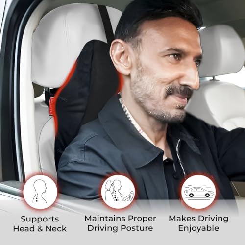 Image of Trajectory Car Seat Headrest with ADVANCEDX Memory Foam & GRIDMATRIX Fabric - Ergonomic Neck Pillow for Ultimate Support, Neck Pain Relief, Breathable & Washable Cover - Ideal for Men & Women