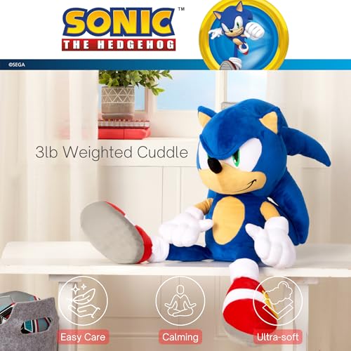Image of Sonic The Hedgehog Weighted Cuddle Pillow - 3lb Soft Plush & Cozy Pilow for Comfort, 27 inch Tall (Officially Licensed Product) By Franco Calm