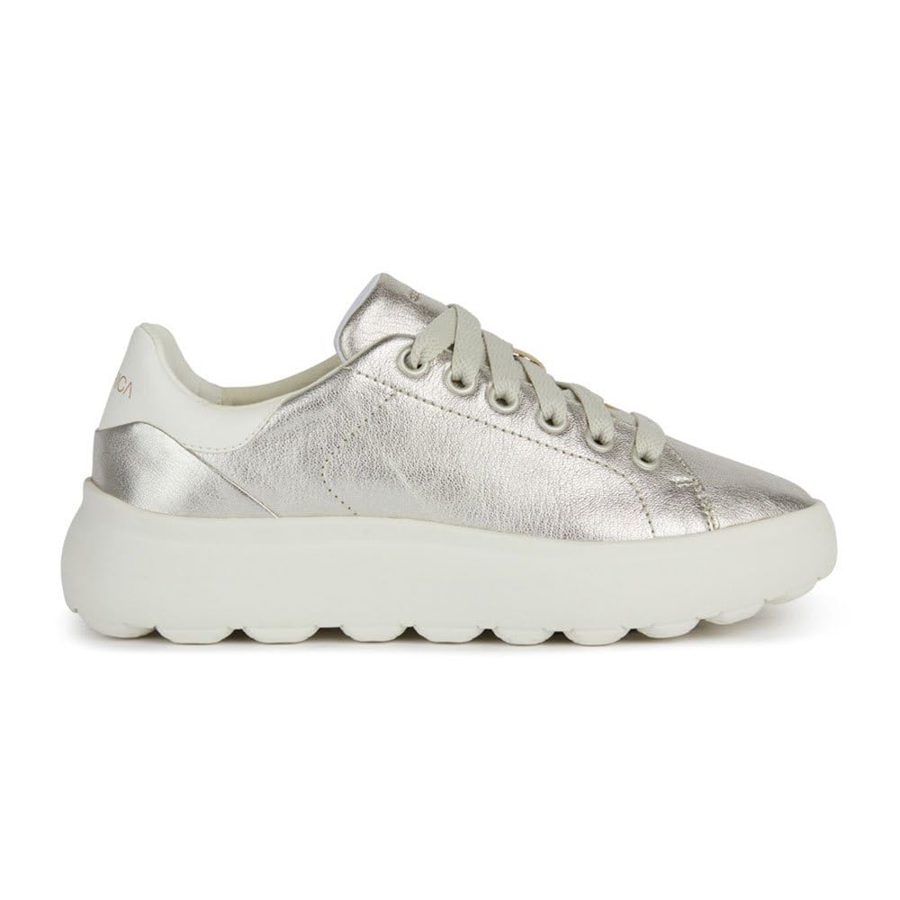 Geox D SPHERICA EC4.1 C, Zapatillas Mujer, Gold/Optic White, 36.5 EU