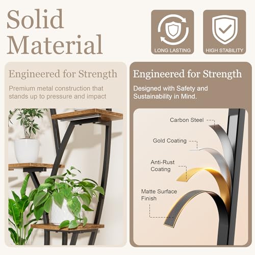 Image of Plant Stand Indoor with Grow Lights - Lighted Indoor Plant Shelf Tall, 61 inch 7 Tier Large Plant Stands for Indoor Growing, 2 Pack Corner Flower Shelves, Half-Moon Metal Holder for Home Living Room Black