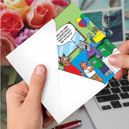 NobleWorks - 1 Funny Animal Card for Birthdays - Pet Cat and Dog Humor, Birthday Notecard with Envelope - Empty Bag C3334BDG