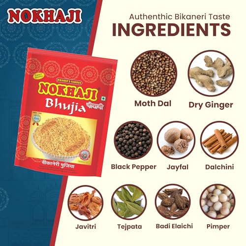 Image of Bikaneri Bhujia | Exotic Spice Blend Sev | Made with Pure Moth Dal | Cottonseed Oil | No Palm Oil, No Artificial Colours| Ready-to-Eat Tea Time Savory | Rajasthani Bikaneri Pure Moth Snack (400 g (pack of 1))
