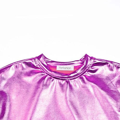 Matching Doll&Girls Sparkly Shirt Rosen Shirt for Girls Shiny Long Sleeve Crop Top Dance Outfit Size 6 73