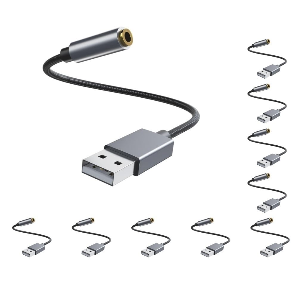 10 set di USB a jack da 3,5 mm adattatore audio stereo esterno per cuffie PC
