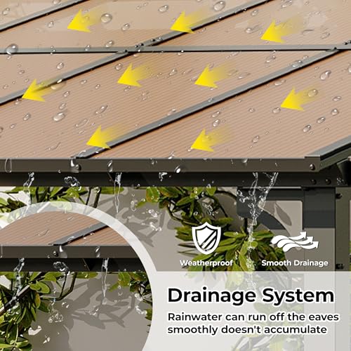 12' x 20' Gazebo for Patio, Large Wall Mounted Gazebos Pergola with Metal Frame, Hard Top Lean to Pergola, Outdoor Patio Lean to Metal Awnings Gazebos for Deck, Porch, Backyard - Image 6