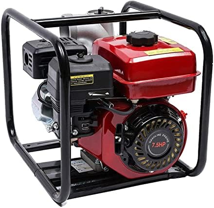 RANZHIX 4 Stroke 7.5HP 210cc Water Transfer Pump Portable Gas Engine 3 Inch Petrol Water Pump High Pressure Efficient Suction-for Ditch, Basin, Basement, Reservoir Construction Site