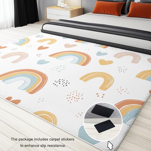 Tapis de salon blanc 140x200 cm bohème chic pour chambre