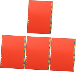 ABOOFAN 4 Conjuntos Divisor De Índice A4 Protetores De Cartão De Notebook Digital Pastas Coloridas Separador De Guias Organizador De Cartão De Índice Fichário Índice De Pvc Divisores De