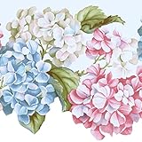 CONCORD WALLCOVERINGS ™ Wallpaper Border Floral Pattern Flowers Leaves, Die Cut Edge for Living Room Cottage Farmhouse Bedroom, Pink Blue Green, 15 ft by 9.5 in WV7460B