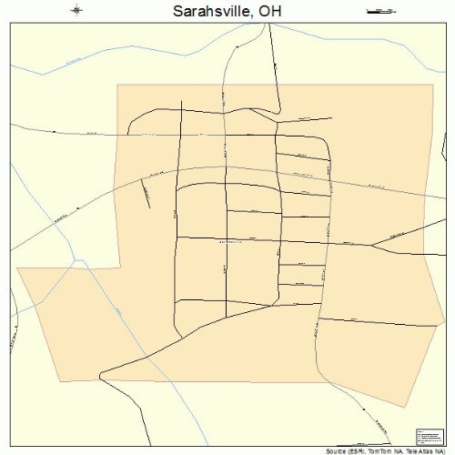 Large Street & Road Map of Sarahsville, Ohio OH Printed poster size