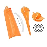 Vista 1 de HDBUBALUS Juego de embudo de llenado de cárter para llenado de aceite y tapones de drenaje primarios compatibles con Harley Orange