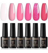 ROSALIND UV Nagellack 6 * 7ml Rosa Weiß Hellrosa Dunkelrosa Rot Glitzer Rosa Gel Nagellack Shella...