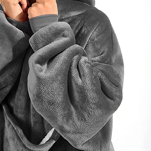 Voqeen Oversized Sherpa Hoodie Super Soft Warm Wearable Blanket Sweatshirt with Giant Pocket One Size Fits All Adults Women Men Girls Boys Kids