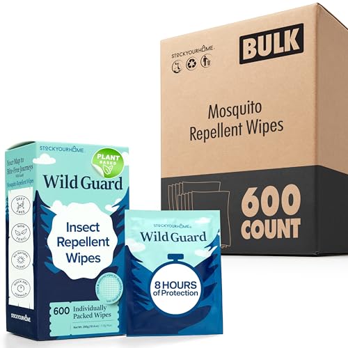 Wild Guard Mosquito Repellent Wipes (600 Pack), DEET Free Insect