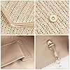 Larcenciel Sac de Plage Beige, Pochettes et Clutches Femme avec Chaîne Détachable Sac Paille Ete en Crochet, Pochette Bandoulière Femme Style Bohème pour Mariage, Vacances, Cocktail(22 x 11 x 4.5CM) #3