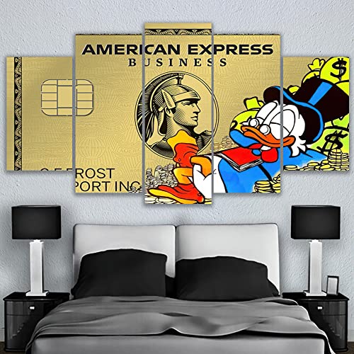 Memorias Usb, Video On Demand Set 5 Cuadros en Canvas Lienzo Impresión | Rico Mc Pato Tarjeta Oro Lujo | Arte para Sala Recamara Oficina | Listos para Colgar Tela Hogar Artistico |...