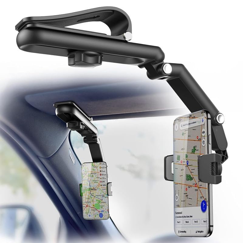 5 Years Warranty Car Phone Holder for Sun Visor, 360° Multifunctional Phone Mount, Adjustable Phone Holder for Car, Universal Phone Holder for Dashboard, Easy Installation-image-13