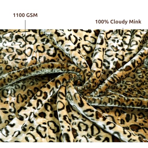 Image of Petals Dreams Blanket Single Bed for Heavy Winter,1100 GSM, 2 Ply, Cloudy Mink Blanket (170x230 cm) (Leopard 04)