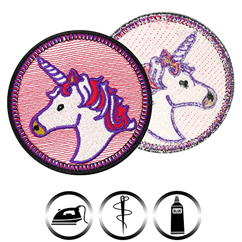 Image of Unicorn patch embroidered pink unicorn badge for kids | girly unicorn sticker iron-on /sew-on |Wildly Popular Cute Patches for Jackets, Jeans, Backpacks, Hats, Shirts - 2.75X2.75 in
