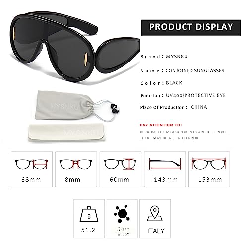Image of Oversized One Piece Sunglasses Women Men fashion Siamese Lenses Retro Design