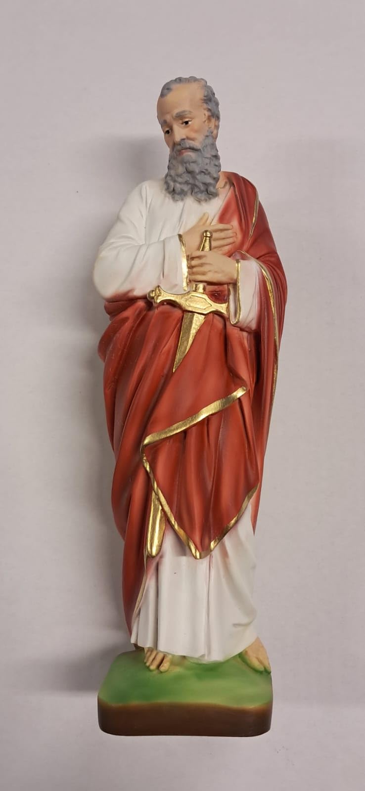 Generico ArteSacraCaravaggio Statua di San Paolo cm 30 (11,81 inches) in marmo resina piena decorata a mano di produzione artigianale italiana