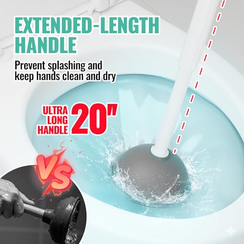 Image of 3 in 1 Toilet Brush and Plunger Set with Crevice Cleaning Brush, Toilet Plunger and Brush Set with Extra Long Handle, Plungers for Bathroom Accessories, Toilet Plunger with Holder, White