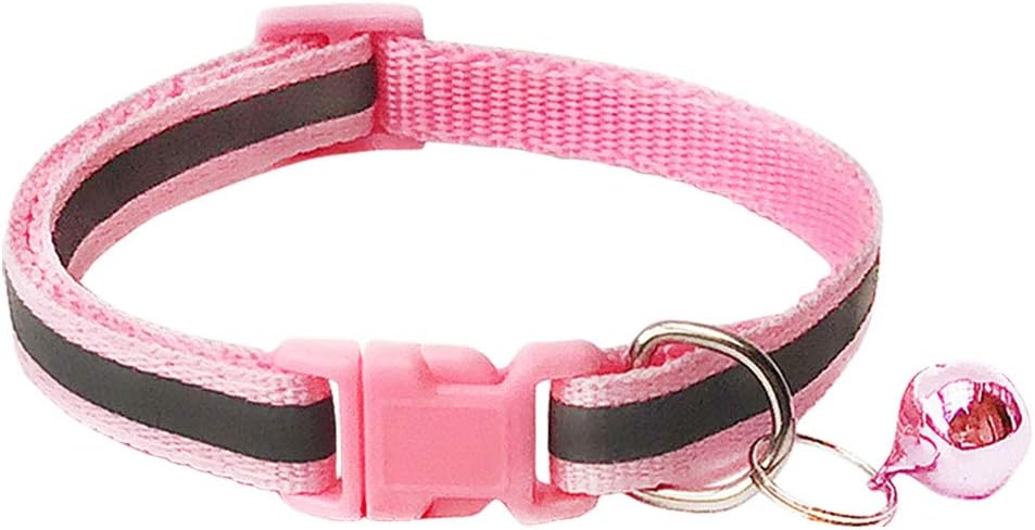 CHBORCHICEN 2-Pack Footprint & Reflective Cat Collar with Bell Basic Dog Cat Collar Buckle Adjustable Polyester Cat Dog Collar or Seatbelts (X-Small, Pink) : Pet Supplies