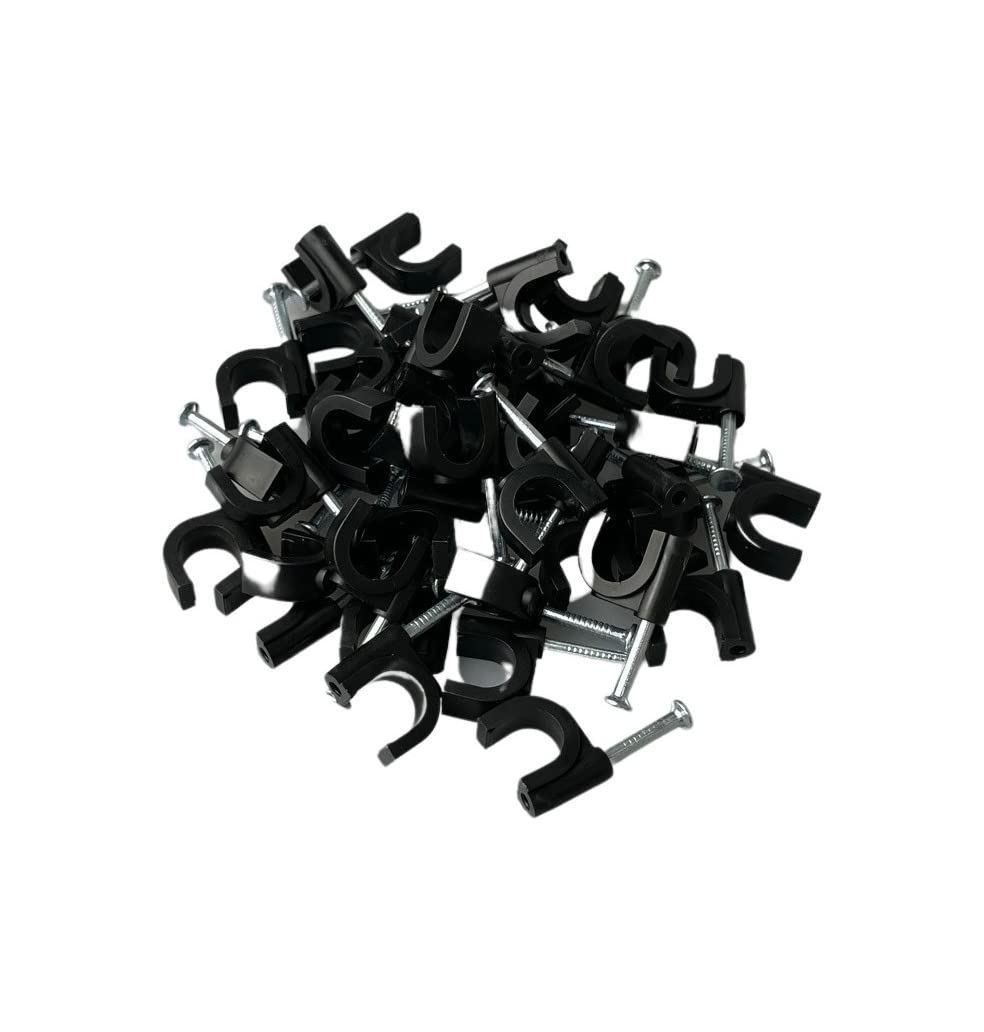 100 Fermacavi Neri Con Chiodo - Clip Organizzacavi 12mm Per TV, LED, USB - Foto 2