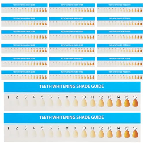 AUEAR, 20 Pack Teeth Shade Guide Whitening Chart Tooth Color Cards White