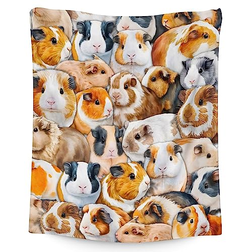 Guinea Pig Blanket Gifts - 50x60 Inches Cute Throw for Girls & Boys - Brown Soft Fuzzy Blankets for Bed, Couch & Living Room