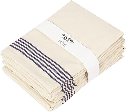 Set de 6 trapos de cocina de algodón reciclado, ecológicos, suaves y absorbentes, se pueden usar lavar y secar platos, 18 x 28 pulgadas, azul