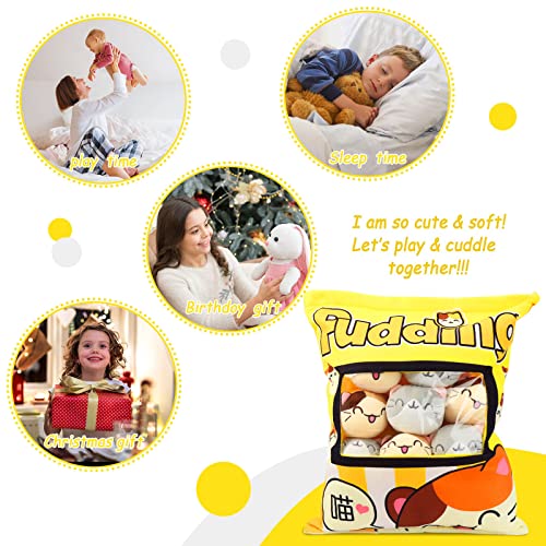 Ipeain Cat Plush Pillow Throw Pillow, Removable Kitten Stuffed Animal Doll Toy, Sofa Chair Decorative Pillow, Plush Cotton Stuffed Animals Pillow Gifts For Girls Kids (8 Cute Yellow Cat) #TOP5