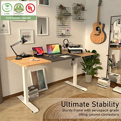 Monomi Electric Standing Desk, 55 X 28 Inches Height Adjustable Desk, Ergonomic Home Office Sit Stand Up Desk With Memory Preset Controller (Natural Top/White Frame) #TOP1