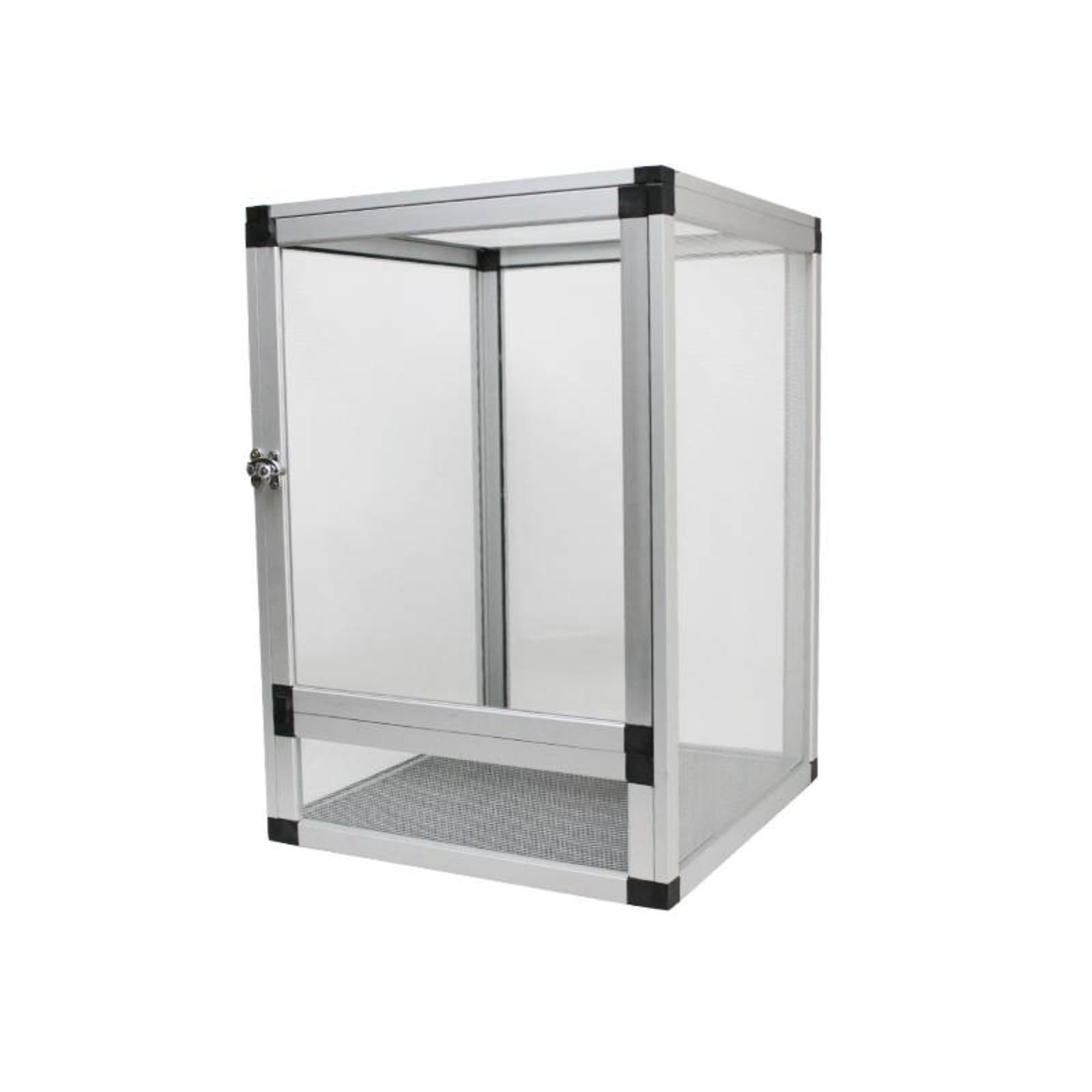 Terrario de Reptiles en Aluminio Jaula Acuario Vivario Construcción Ligera con Ventilación Continua en Todos los Lados y, Array, Plateado, Puerta De Acrílico Plateada 32 32 46cm