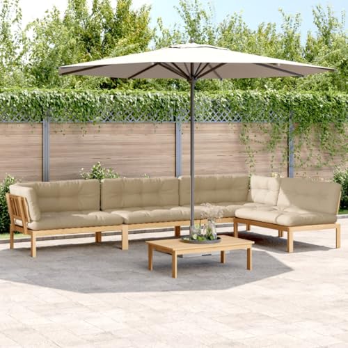 Genérico Set de sofás de palets de jardín y Cojines 5 pzas Madera Acacia Mobiliario,Muebles de jardín,Asientos de Exterior,Sofás de Exterior Marrón 88,7kg