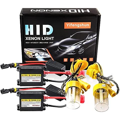H11 HID Headlight Bulbs 6000K Xenon White with 55W DC Slim HID Ballast by Yifengshun Super Bright Xenon HID Light Bulb for Auto High / Low Beam (2 Xenon Bulbs + 2 Ballasts), H11 Kit Cover