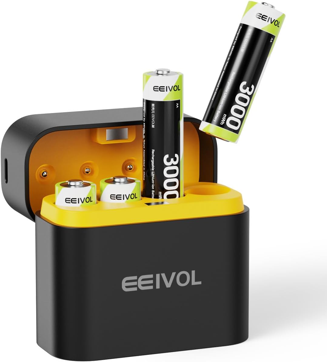 8 Pack Rechargeable AA Batteries & Fast Charger, 1.5V 3600mWh, Integrated Charging Box, 350mA, Long-Lasting Li-ion, Leak-Proof, IP67 Waterproof Design