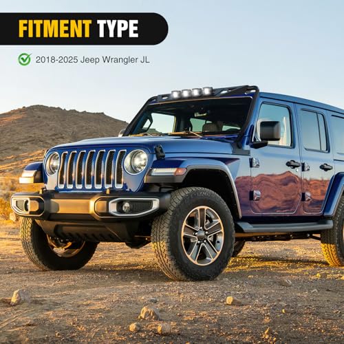 Image of Nilight Windshield Frame Cover for 2018-2026 JL JLU & JT | with light Roof Sun Visor Cowl Body Armor for Jeep Wrangler JL JLU & Gladiator JT (Excluding JL 4xe & JT Mojave)